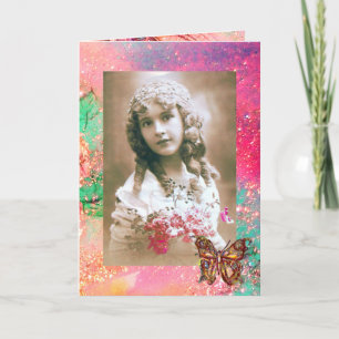 CARTE PAPIER À LETTRE PAPILLON EN PAILLETTES D'OR