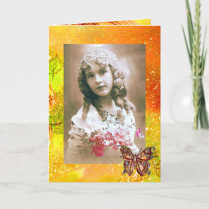 CARTE PAPIER À LETTRE PAPILLON EN PAILLETTES D'OR