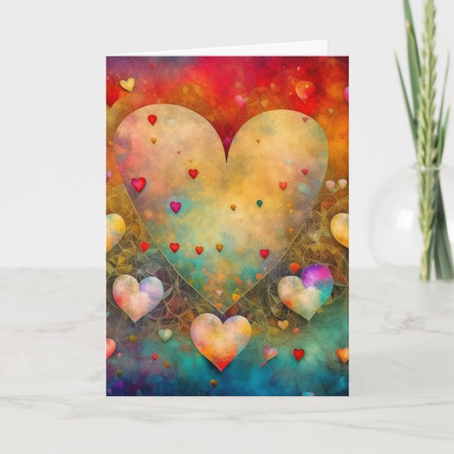 Carte Papier Abstrait Mache Hearts Saint-Valentin (Devant)