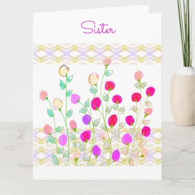 Carte Papier Anniversaire Salutations Pour Soeur (Devant)
