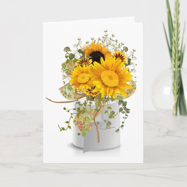 Carte papier hygiénique roulé avec des tournesols (Devant)