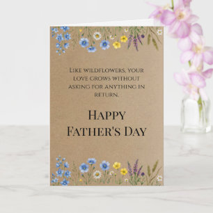 Carte Papier Kraft Rustique Fleur Sauvage Fête des Pères