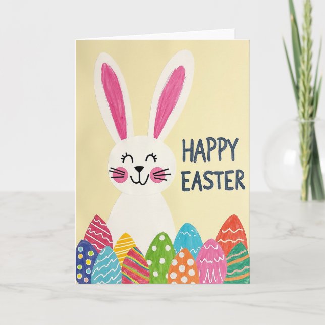 Carte papier Lapin Œuf Rayé (Devant)