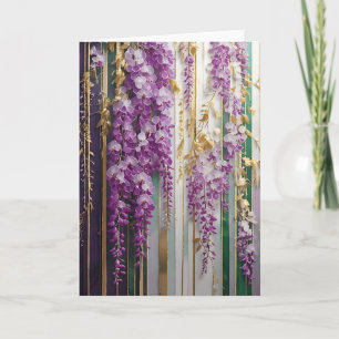 Carte Papier peint en fleurs Violet Gold Wisteria