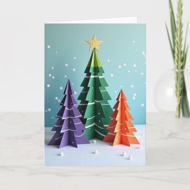 Carte Papier Sapins de Noël (Devant)