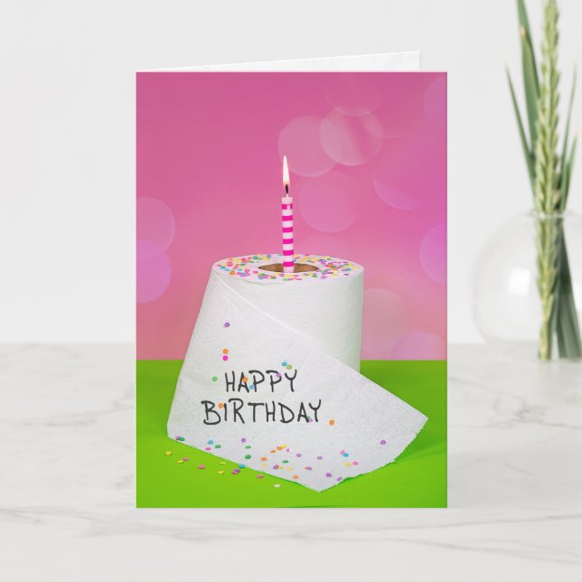 Carte Papier toilette d'anniversaire avec bougie (Devant)