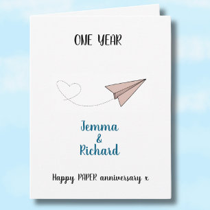 Carte Papier "Une année d'amour" Avion 1er Anniversaire
