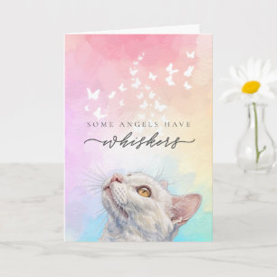 Carte Papillon à Moustaches Arc-en-ciel Chat Blanc Perte