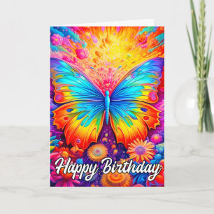 Carte Papillon artistique Abstrait mignon Joyeux anniv