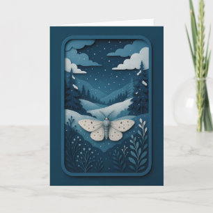 Carte Papillon au Clair de Lune dans la Forêt d'Hiver Ca
