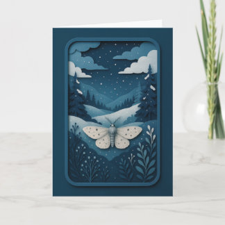 Carte Papillon au Clair de Lune dans la Forêt d'Hiver Ca