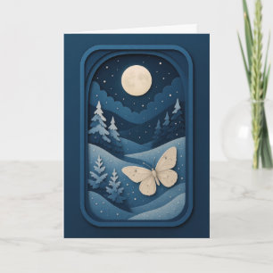 Carte Papillon au Clair de Lune dans la Forêt d'Hiver Ca