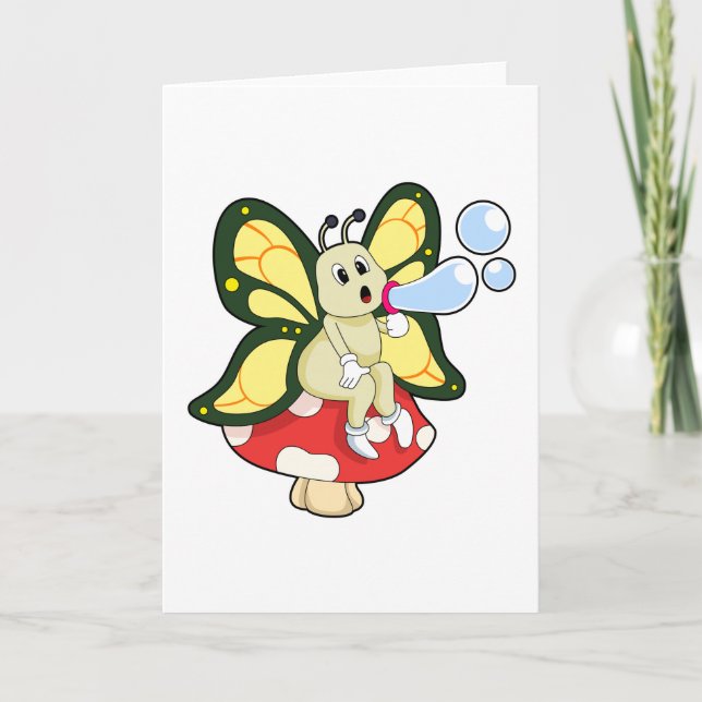 Carte Papillon avec bulles de savon (Devant)