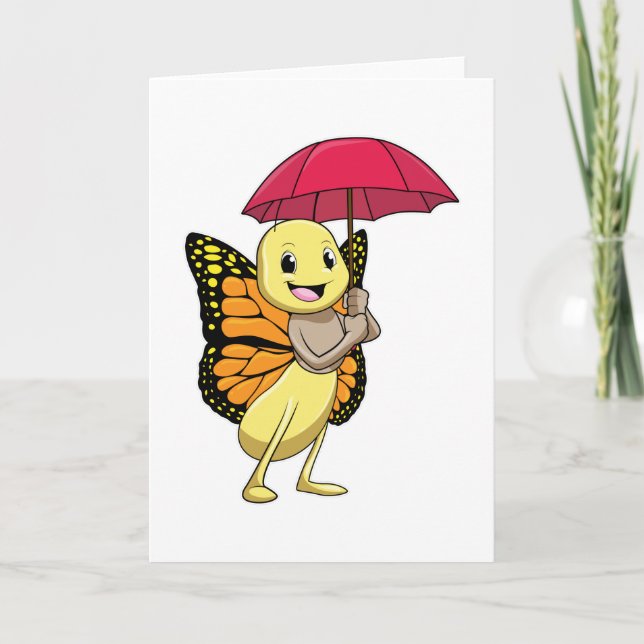 Carte Papillon avec parapluie (Devant)