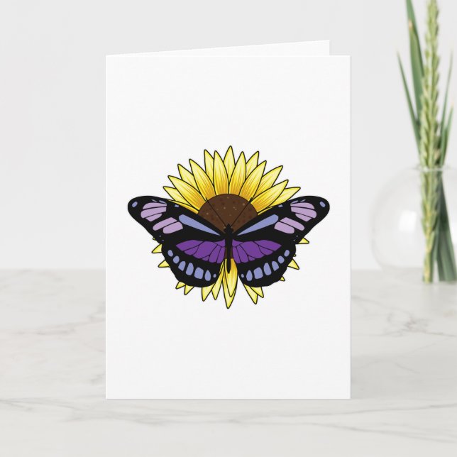 Carte Papillon avec Tournesol (Devant)