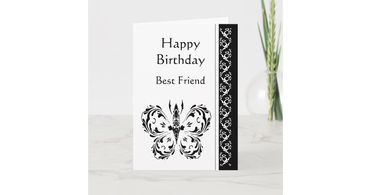 Carte Papillon Blanc Noir Classique D Anniversaire De Zazzle Fr