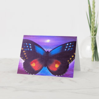 Carte Papillon bleu Coucher de soleil - Multi