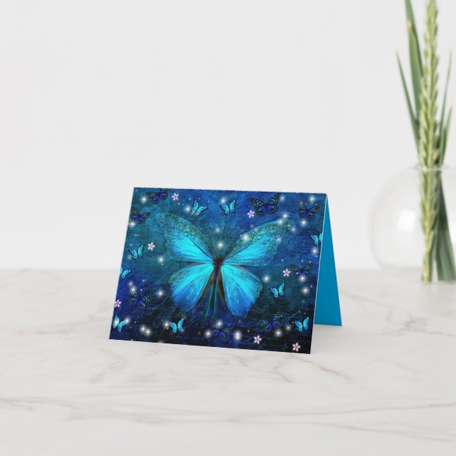 Carte Papillon bleu élégant (Devant)