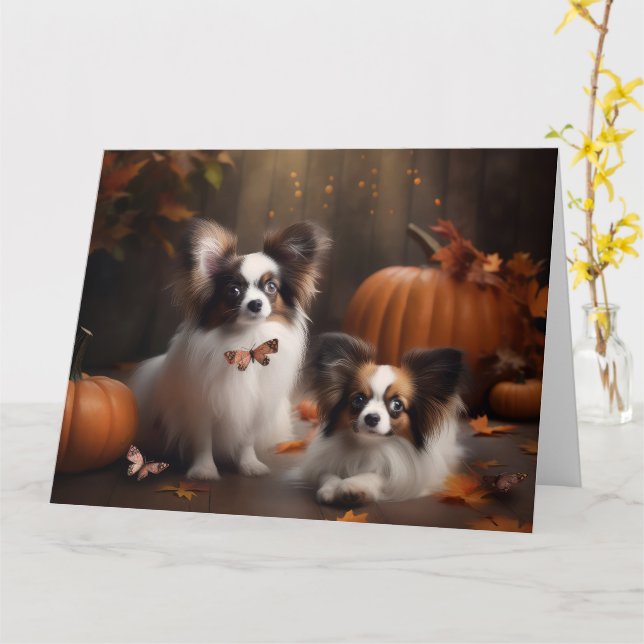 Carte Papillon Chien de Printemps Délice Citrouille (Fleur jaune)