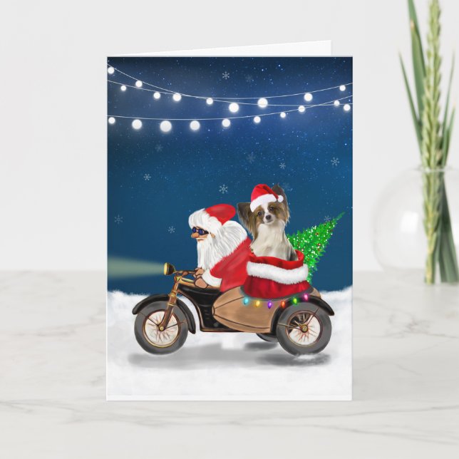 Carte Papillon Chien Noël Père Noël (Devant)