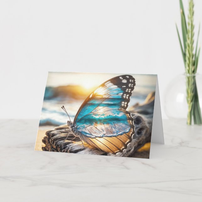 Carte Papillon d'anniversaire avec ailes d'océan (Devant)