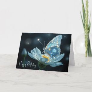 Carte Papillon D'Anniversaire Sur Une Fleur De Lune