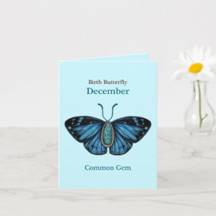 Carte Papillon d'art en turquoise commun de décembre