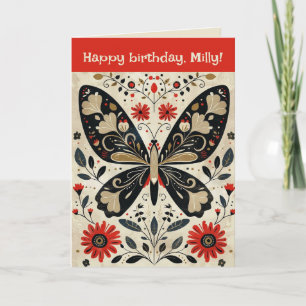 Carte Papillon d'art populaire modifiable Anniversaire