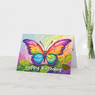 Carte Papillon de dessin coloré Joyeux anniversaire