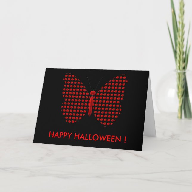 Carte Papillon d'Halloween rouge (Devant)