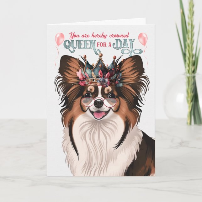 Carte Papillon Dog Queen pour une journée Anniversaire a (Devant)