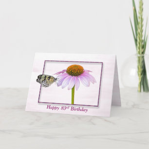 Carte Papillon du 83e anniversaire sur une Echinacée