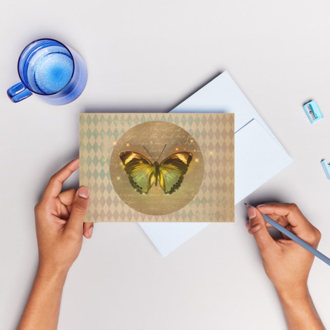 Carte Papillon enchâssé vintage (Créateur téléchargé)
