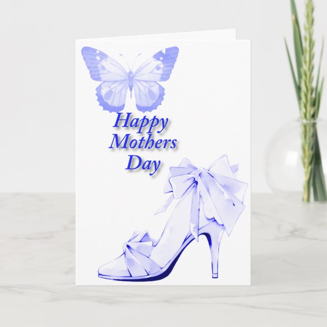 Carte Papillon et chaussure en bleu  (Devant)
