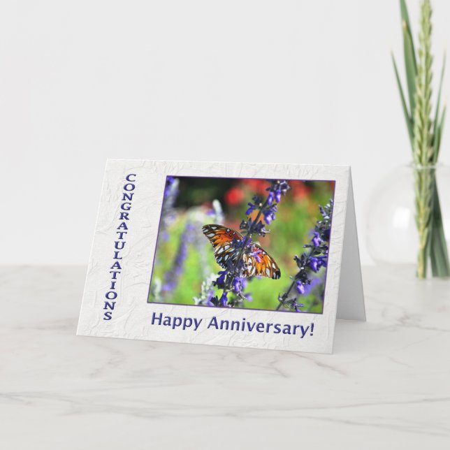 Carte Papillon et fleurs de l'anniversaire de l'employé (Devant)