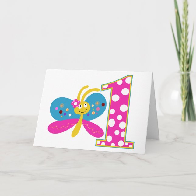 Carte Papillon-fille premier anniversaire (Devant)