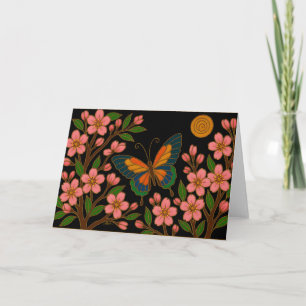 Carte Papillon Fleur de Cerisier Lune