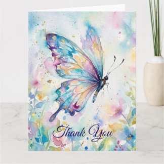 Carte Papillon Floral Aquarelle Coloré