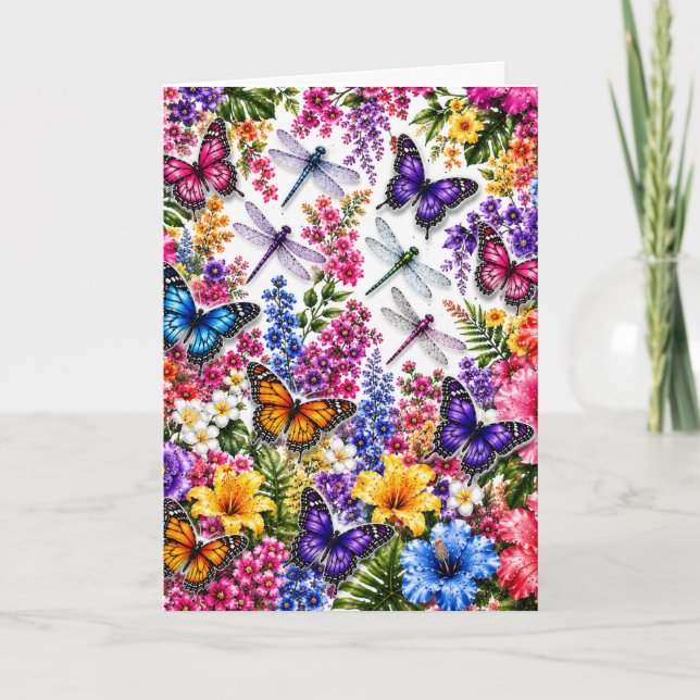 Carte Papillon Floral Fantaisiste (Devant)
