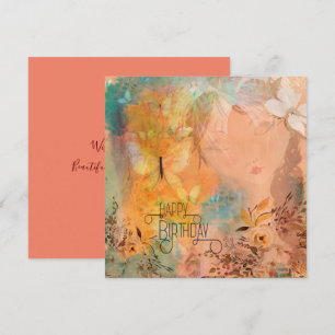 Carte Papillon floral Whimsical Girl Joyeux anniversaire