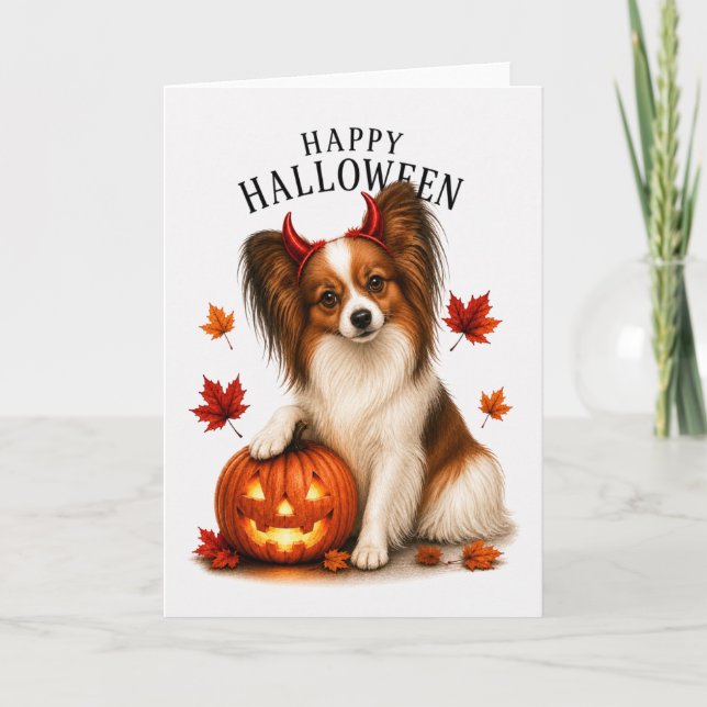 Carte Papillon Halloween Diable Chien (Devant)