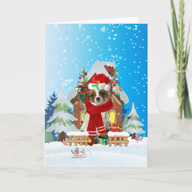 Carte  Papillon in snow with Christmas gifts  (Devant)