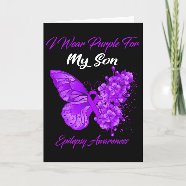 Carte Papillon Je Porte Du Violet Pour Mon Fils Sensibil (Devant)