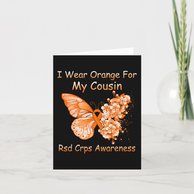 Carte Papillon Je Porte Orange Pour Mon Cousin RSD CRPS  (Devant)