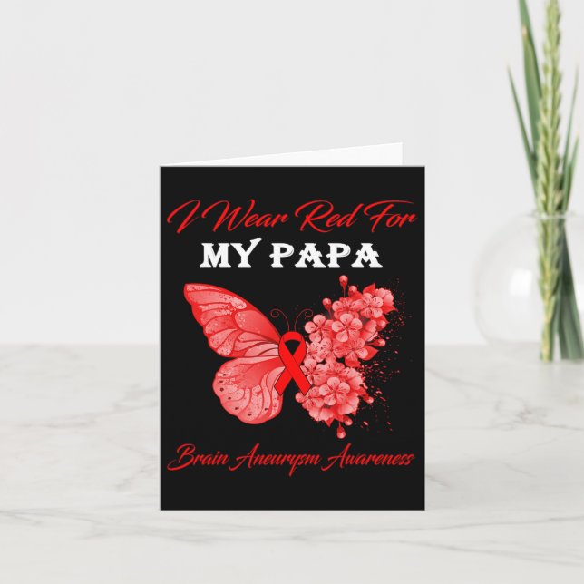 Carte Papillon Je Porte Rouge Pour Mon Papa Cerveau Aneu (Devant)