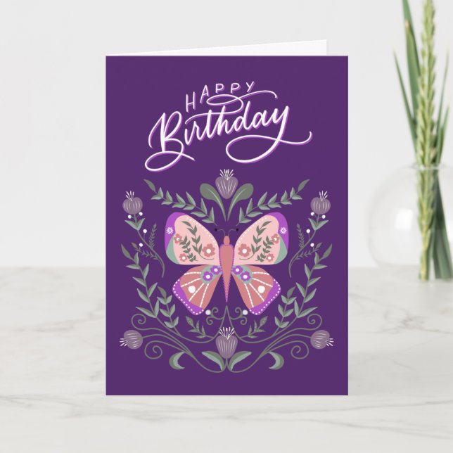 Carte papillon Joyeux Anniversaire (Devant)