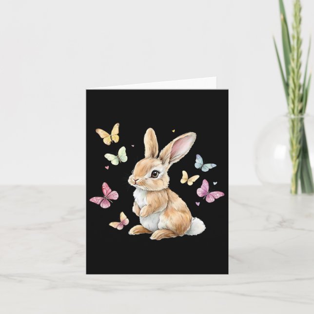Carte Papillon lapin de Pâques mignon (Devant)