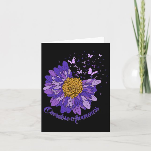 Carte Papillon Marguerite Ruban Violet Sensibilisation a (Devant)