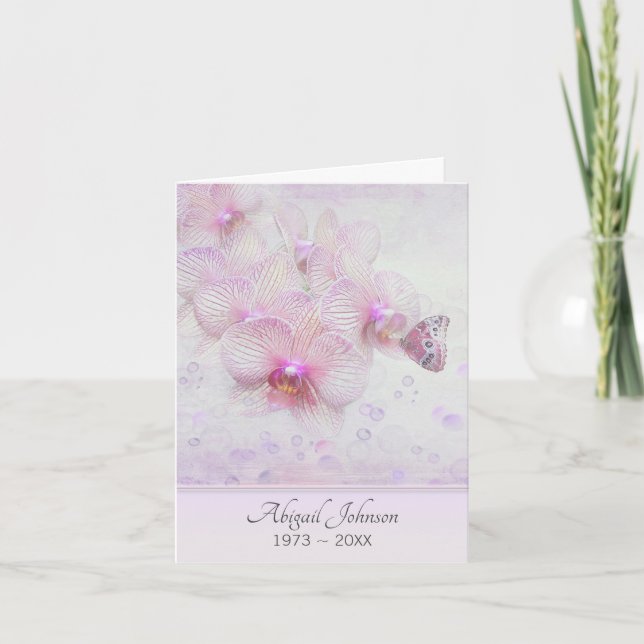 Carte Papillon Merci Sympathique sur une orchidée (Devant)