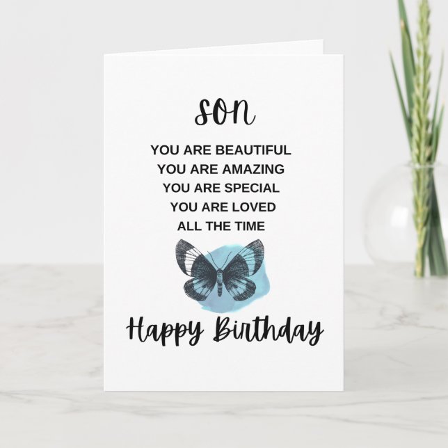 Carte Papillon mignon Avec Message Anniversaire Pour Mon (Devant)